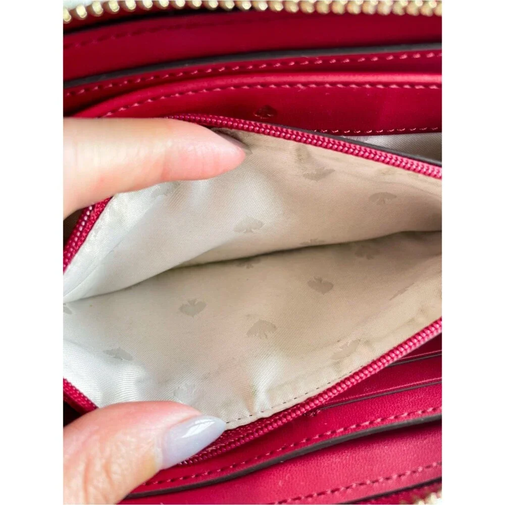 Kate Spade Cameron Large Zip Around Wallet Rosso Red Colorblock Accordion
